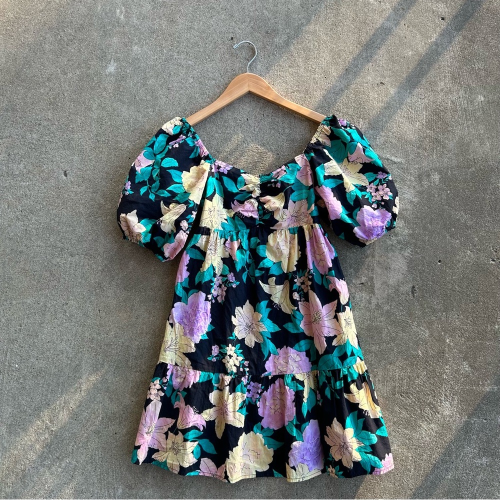 Billabong Be Mine Floral Print Sweetheart Babydoll Dress M Medium Colorful